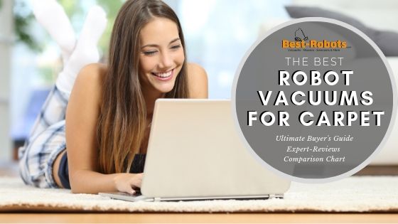 Girl Searching for the best Robot Vacuums for Carpets on her laptop